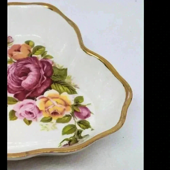 Vintage Heart Trinket Jewelry Dish Roses Fine Bone China Rare Canadian Classics - Picture 6 of 10